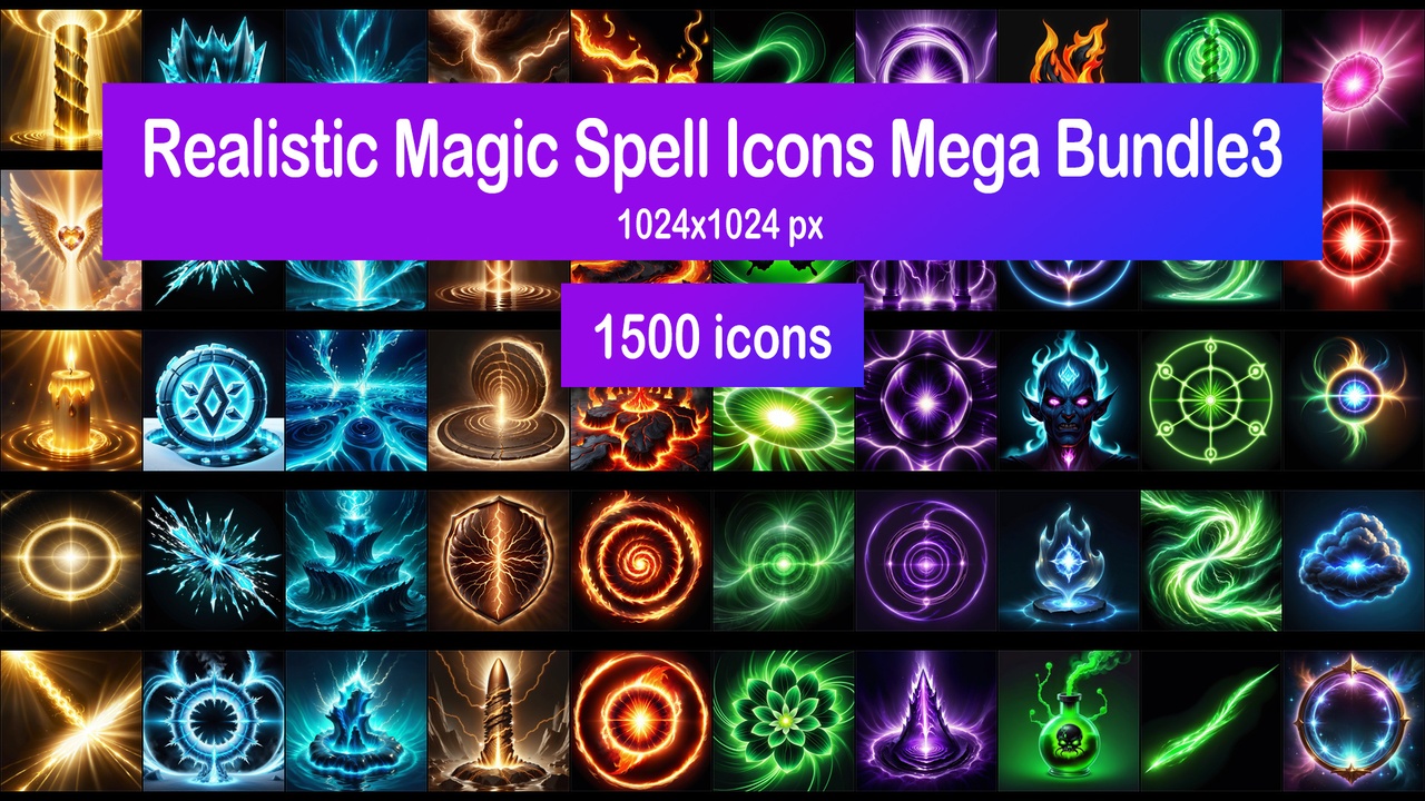 Media 1 for listing Realistic Magic Spell Icons Mega Bundle3