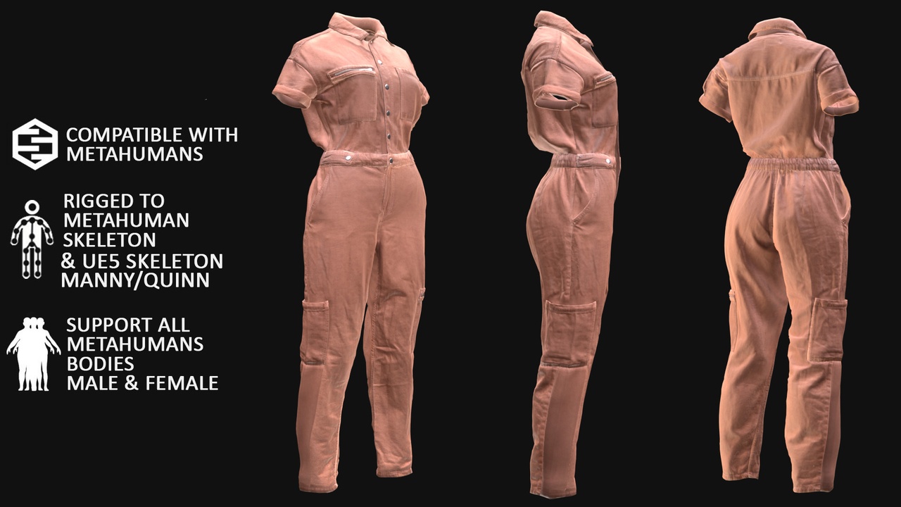 Media 1 for listing Overalls 211 - All MH Bodies & UE5 Skeletons - Rigged
