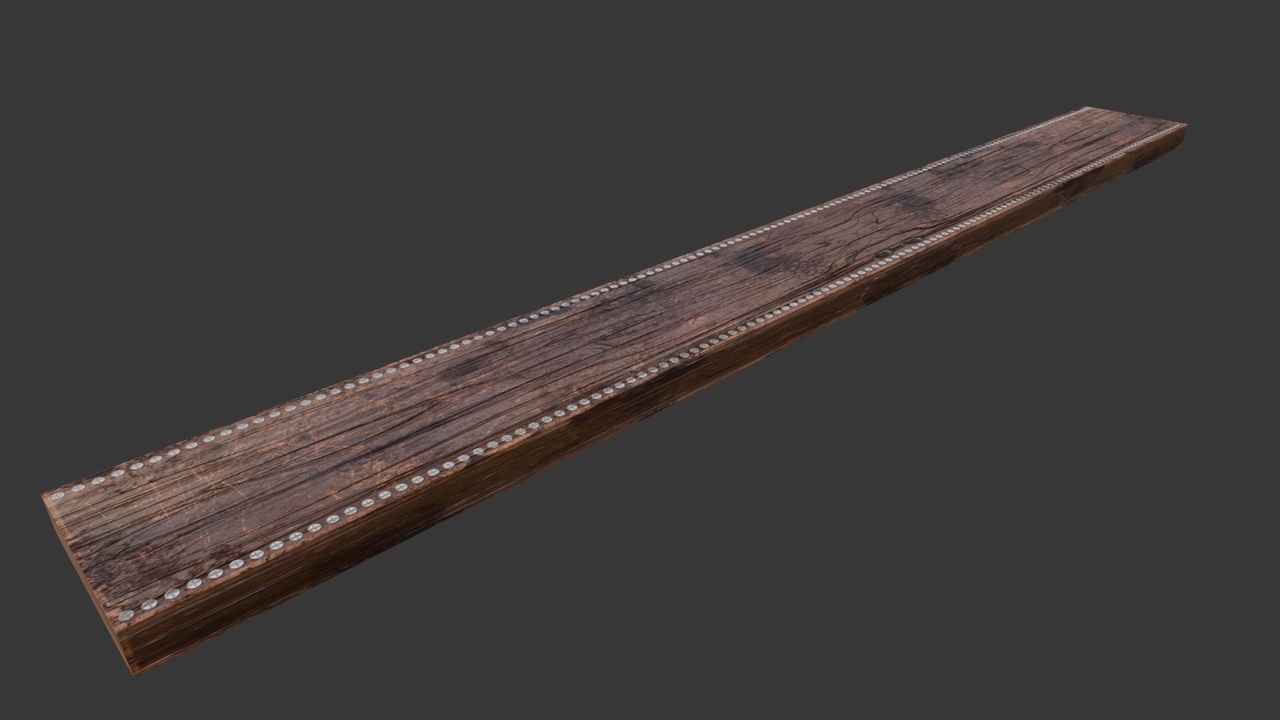 Media 1 for listing Weathered Wooden Beam with Metal Bolts | Rustic Construction Timber | PBR Asset