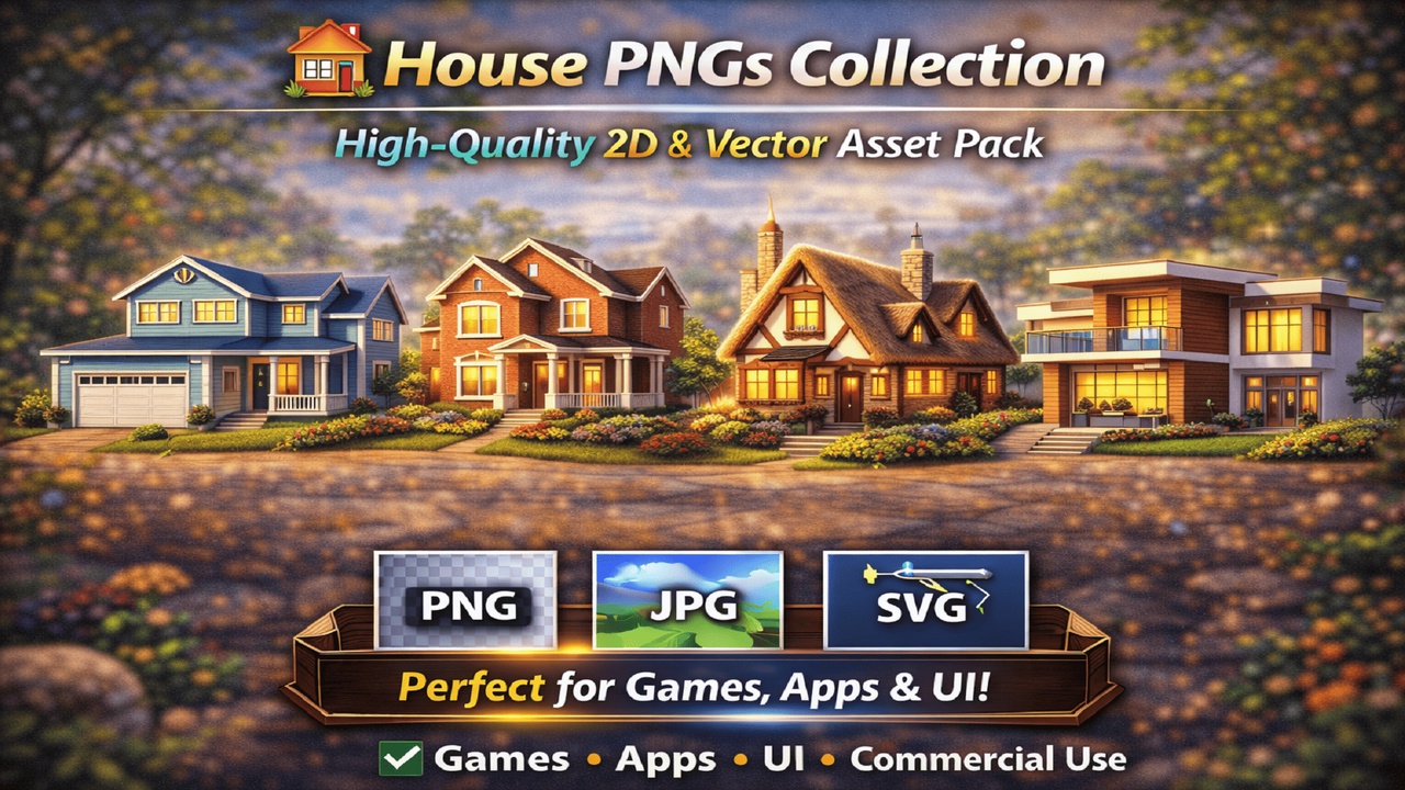 Media 1 for listing 🏠 House PNGs Collection – High-Quality 2D & Vector Asset Pack