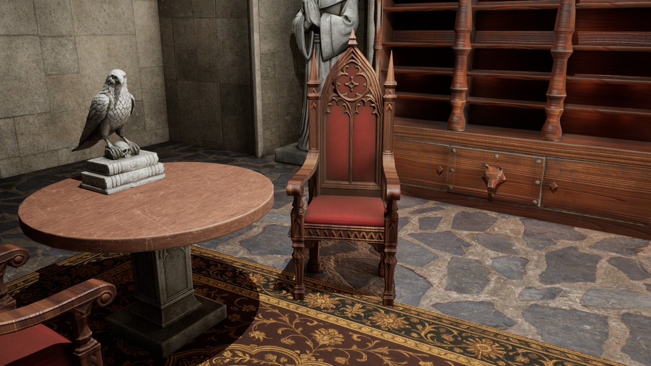 Media 1 for listing Gothic Chair – Stylized Medieval Furniture Asset