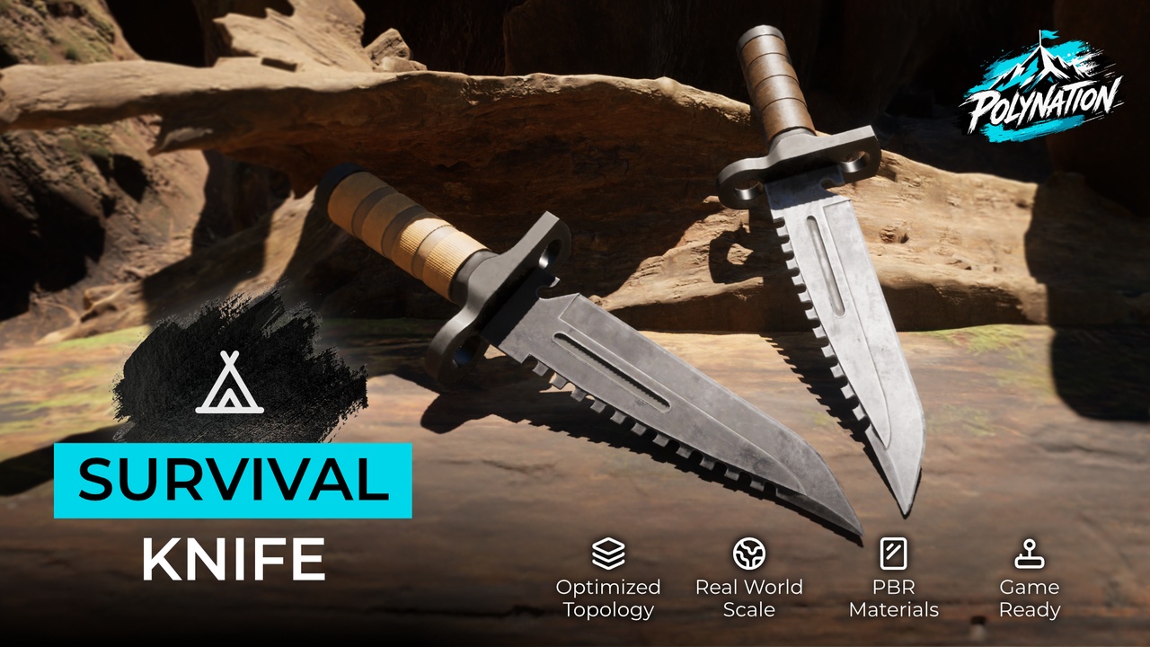 Media 1 for listing Camping Survival Knife - Game Ready PBR Tool