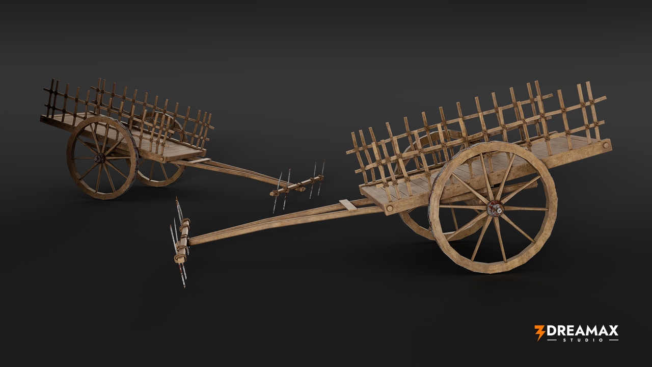 Medium 1 für Eintrag Medieval Farmer Oxcart – Rural Transport wagon