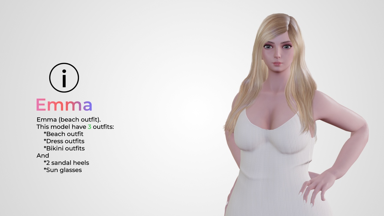 Media 1 for listing Emma Character - Beach Outfits (Beach, Dress, Bikini)