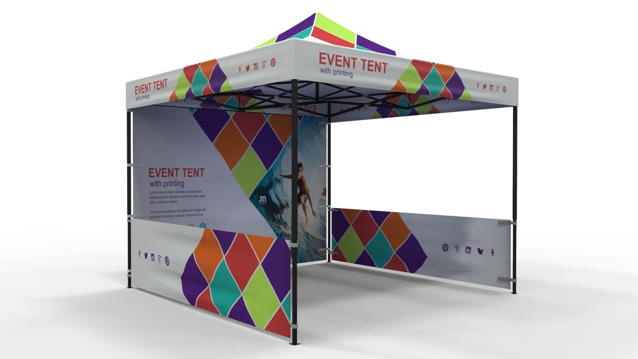 Media 1 for listing Printed Event Tent 3x3m with Customizable Branding Panels 3D model