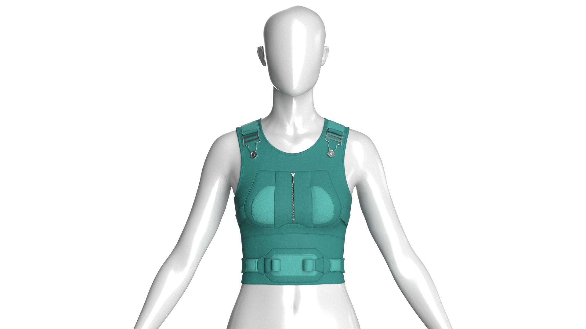 Media 1 for listing Girls Crop Vest With Front Center Zipper | High Poly