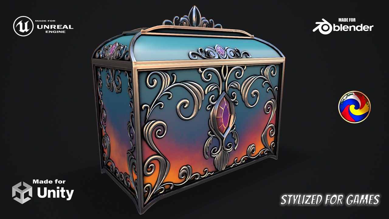 Media 1 for listing Fantasy Chest Stylized game ready 3d model