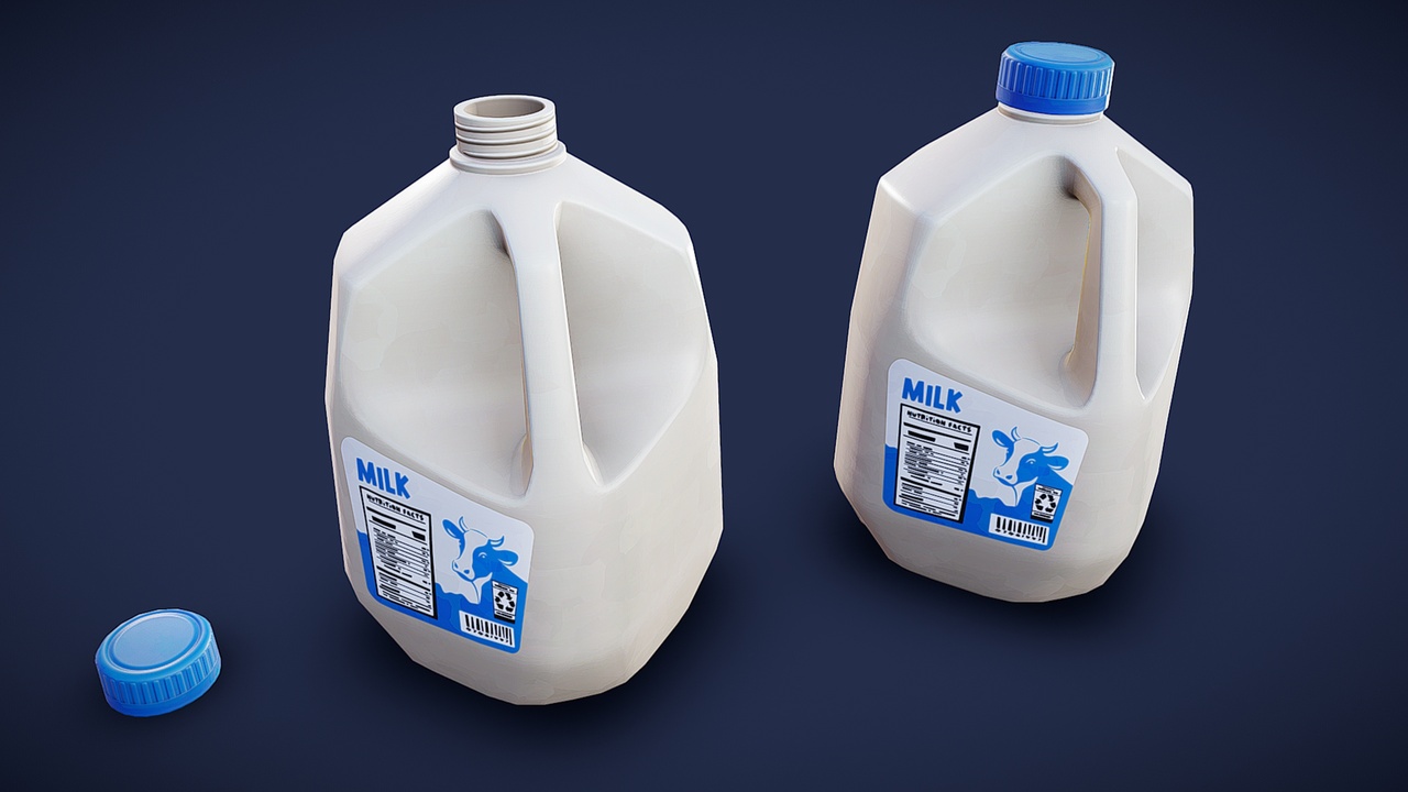 Media 1 for listing Stylized Milk Bottle  - Game Ready
