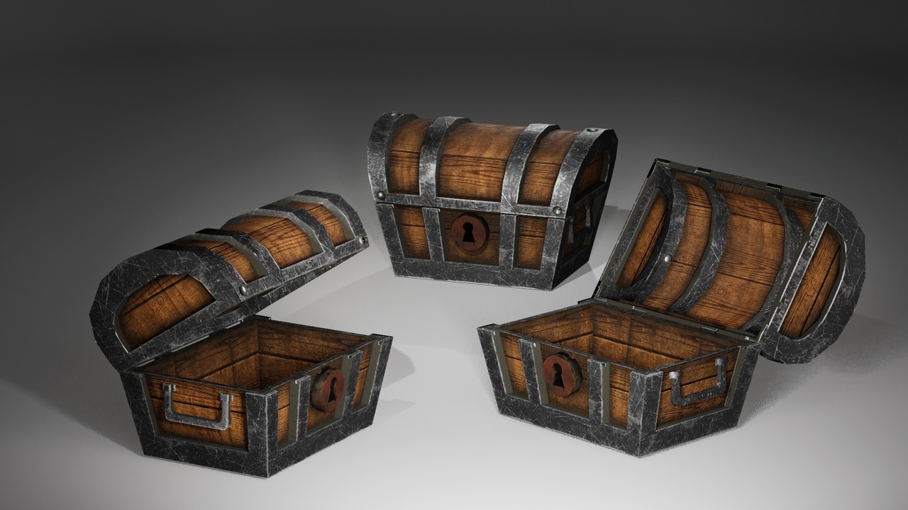 Media 1 for listing Chest: Stylized Wooden Rigged Animated
