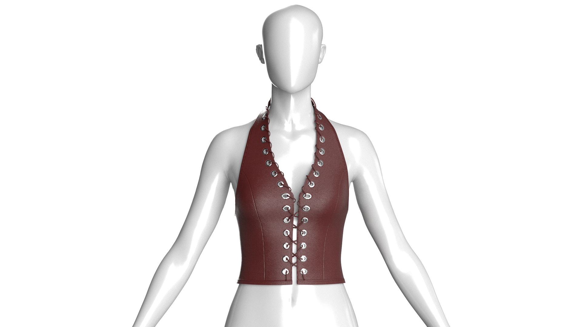 Media 1 for listing Girls Halter Top With Front Lace - Up Eyelets | High Poly