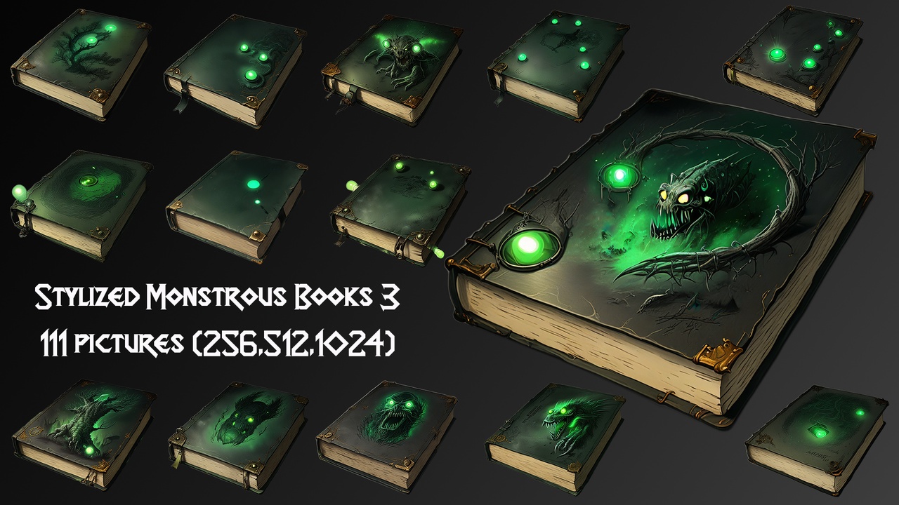 Media 1 for listing Stylized Monstrous Books 3