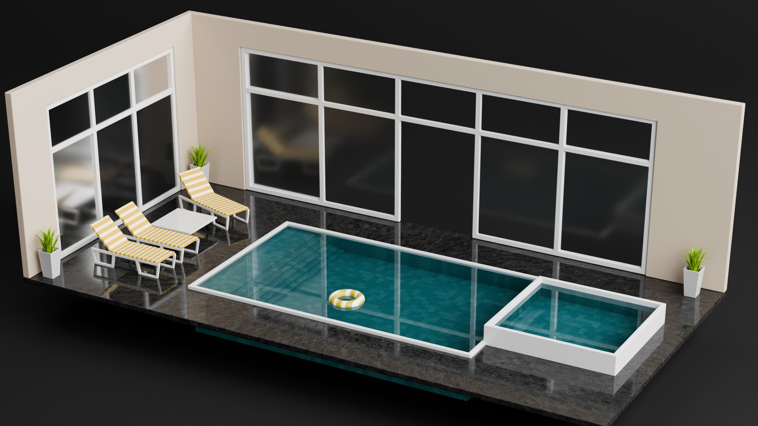 Media 1 for listing 3d Isometric Low Poly Indoor Swimming Pool