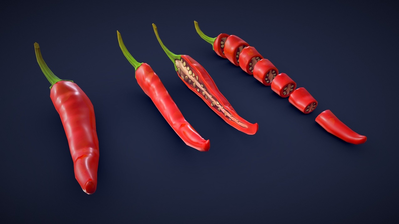 Media 1 for listing Stylized Chili Pepper - Game Ready