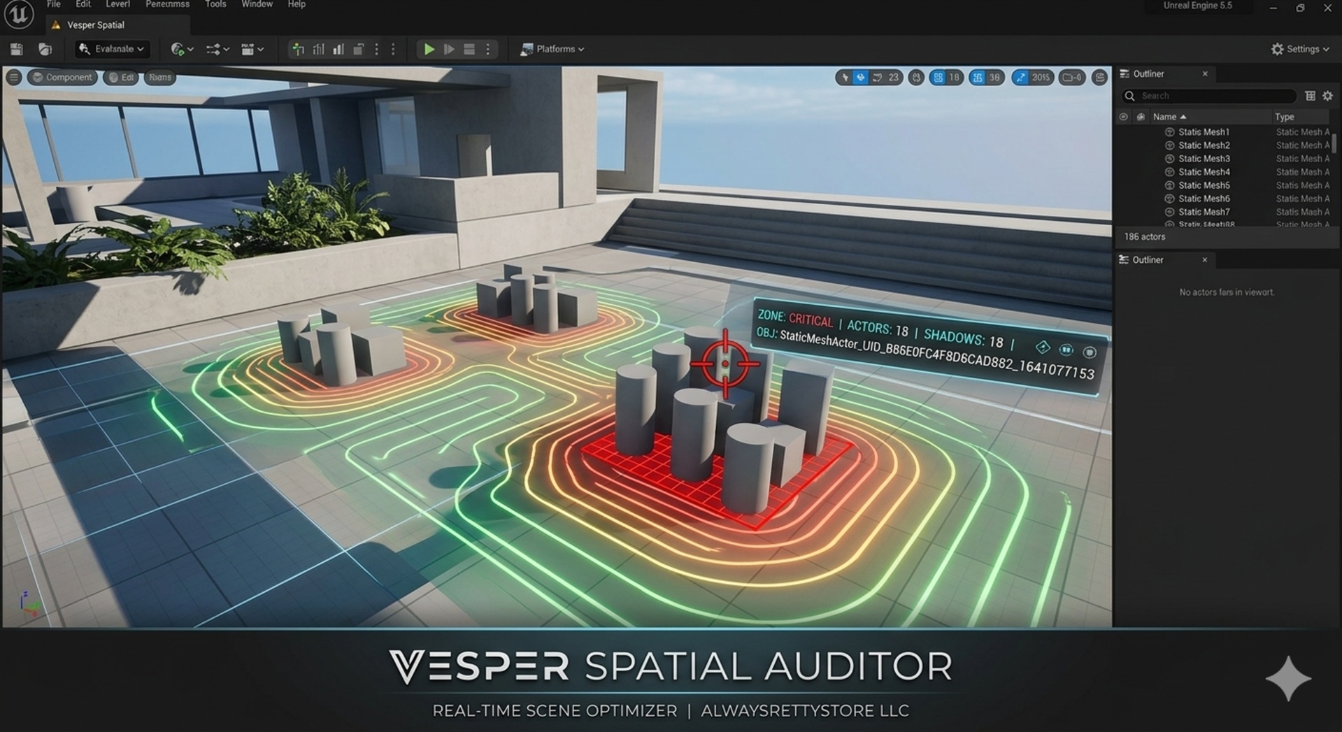 Media 1 for listing Vesper Spatial Auditor | Real-time Scene Optimizer & Density Heatmaps