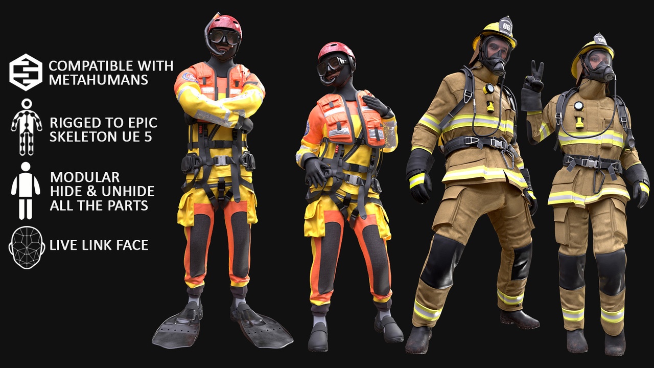 出品Men's and Women's Rescue and Firefighting Suits - Modular - Riggedのメディア1