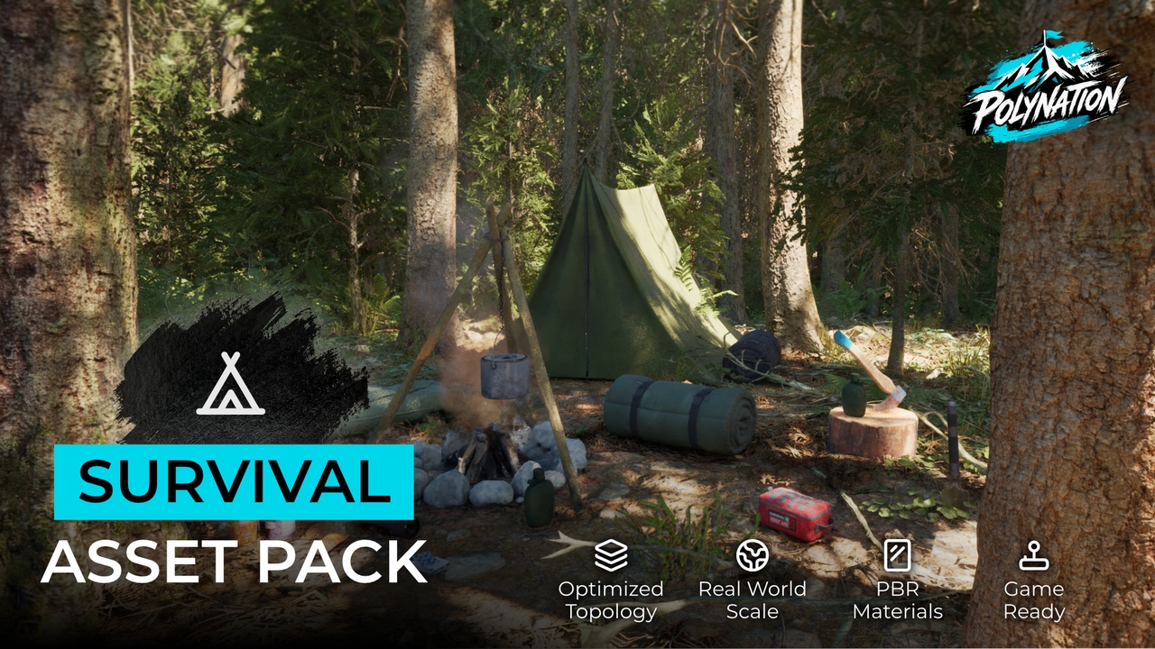 Media 1 for listing Survival Prop Pack & Camping Tools - PBR Game Ready