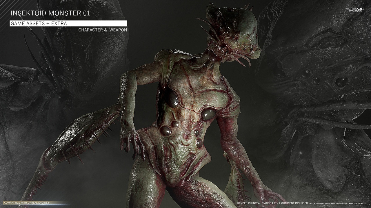Media 1 for listing Insektoid Monster 01 - Game Assets + Extra | STIGMA STUDIOS