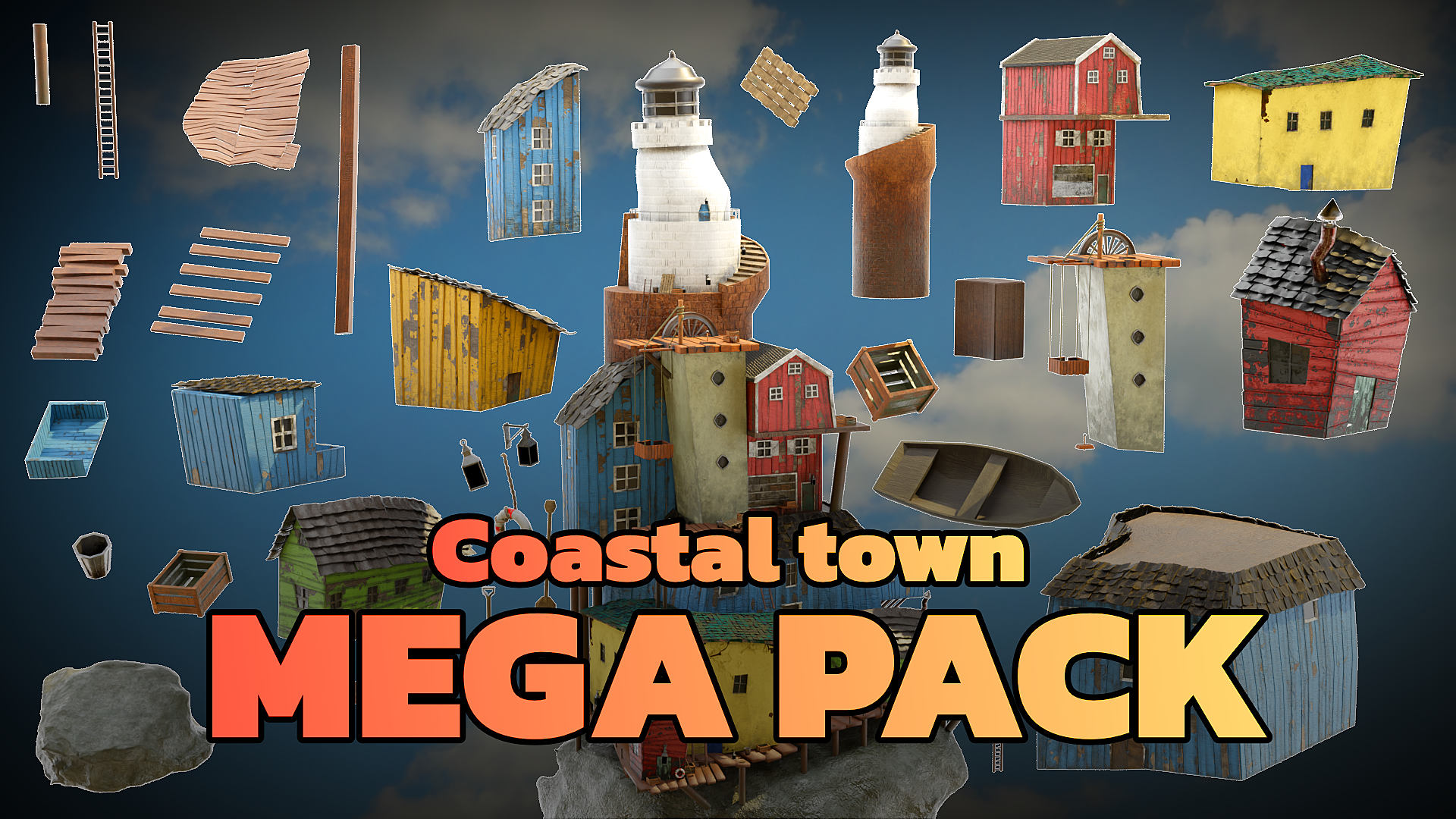 Coastal Town 3D Asset Mega Pack | Fab