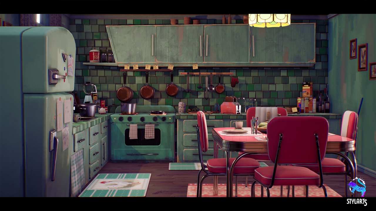 Media 1 for listing Stylized House Interior ( Stylized Stylised Kitchen Interior Interior Dinner )