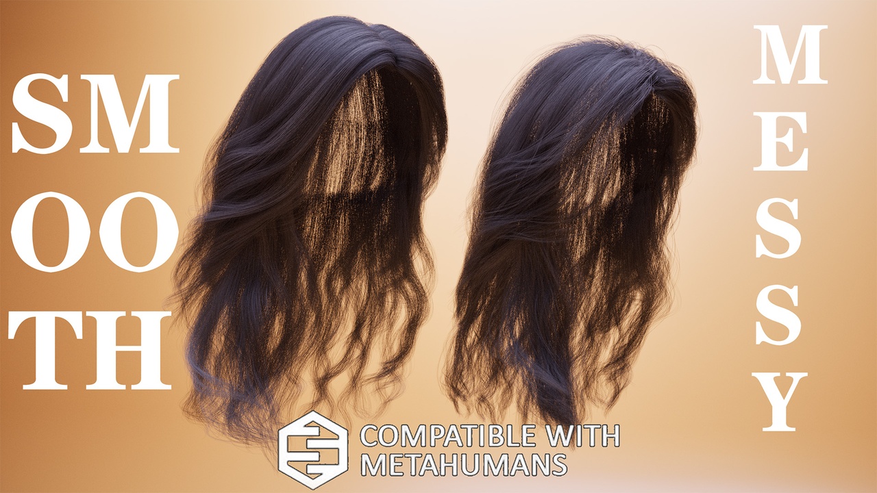 Media 1 for listing Real-time Two Styles Yennefer Side Curly Groom Hair For Metahuman