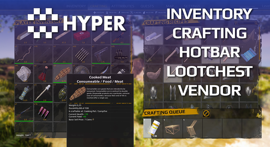 Hyper Inventory, Crafting, Hotbar, Lootchest & Vendor System V4 | Fab