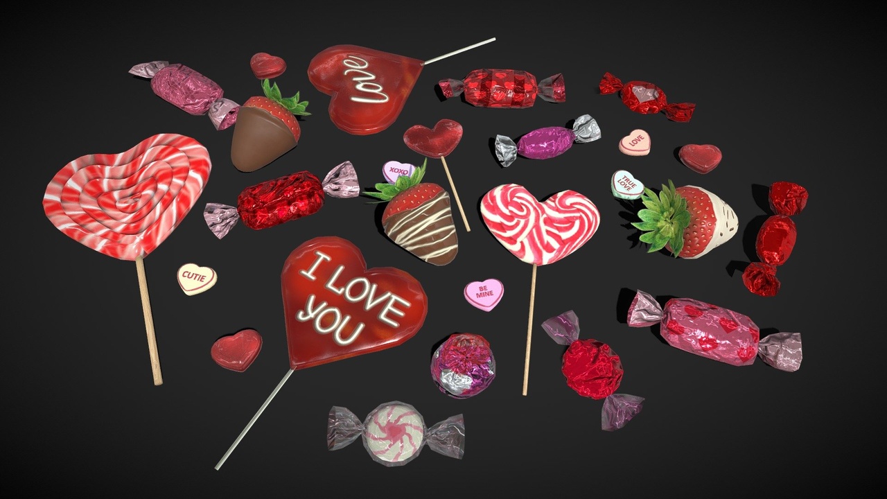 Media 1 for listing Valentines Candies Sweets - low poly pack