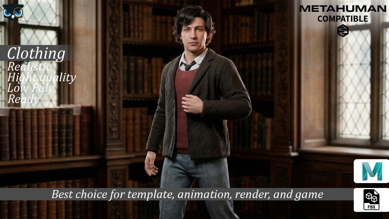 File multimediali per l'articolo Vintage Academic Ensemble Classic Scholar Blazer, Sweater, and Trousers Outfit: 1