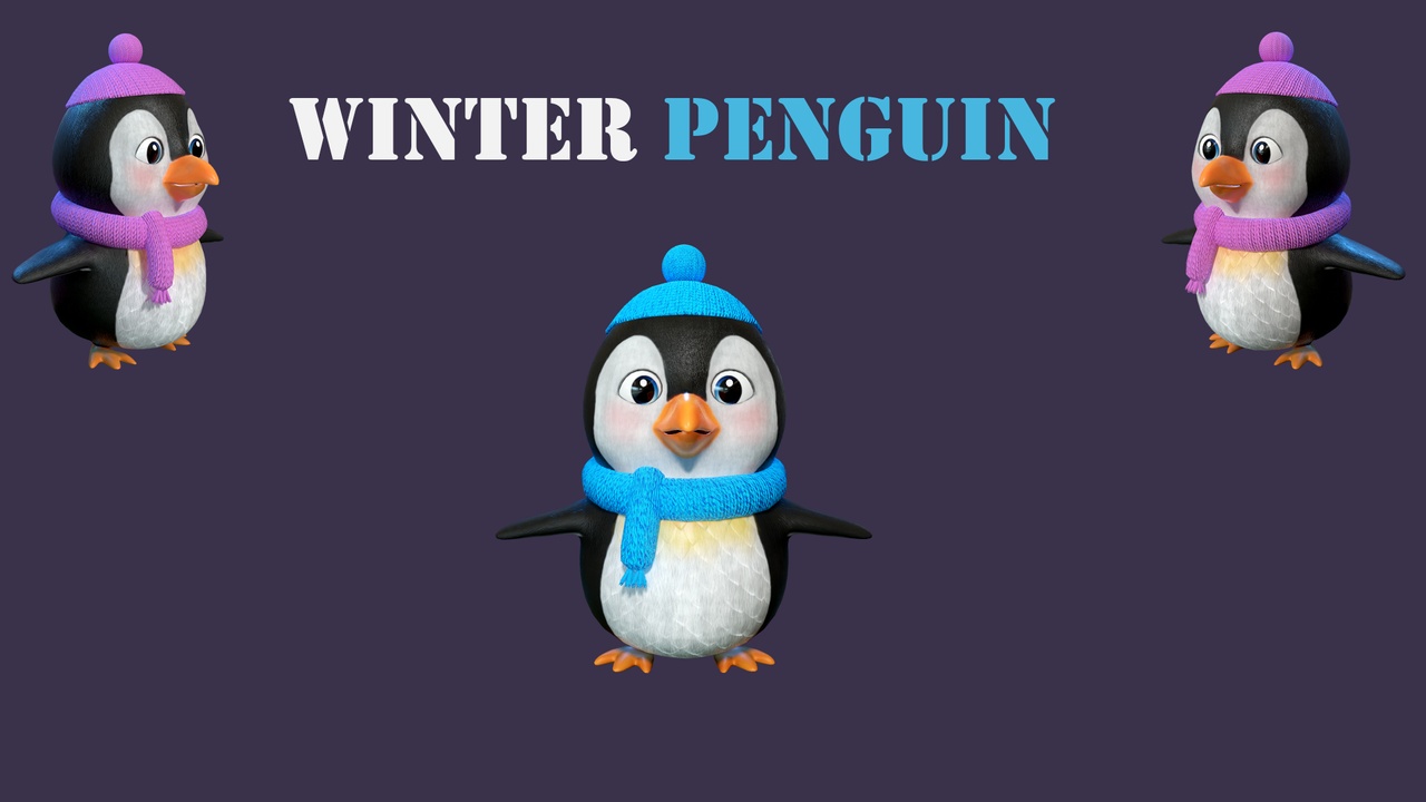 Media 1 for listing Winter Baby Penguin