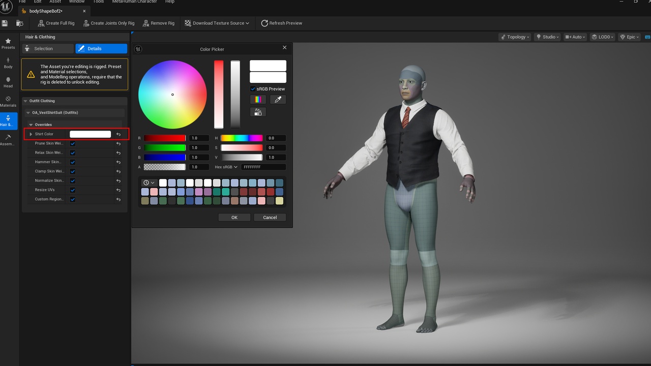 Media 1 for listing Men Faux Two-Piece Vest-Shirt Combo - Metahuman Clothes - Parametric Outfit PBR