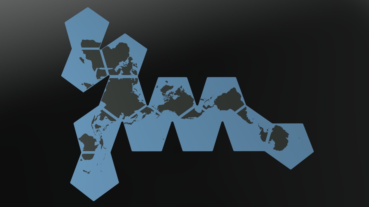 Media 1 for listing Earth on a dodecahedron: Unfolded map