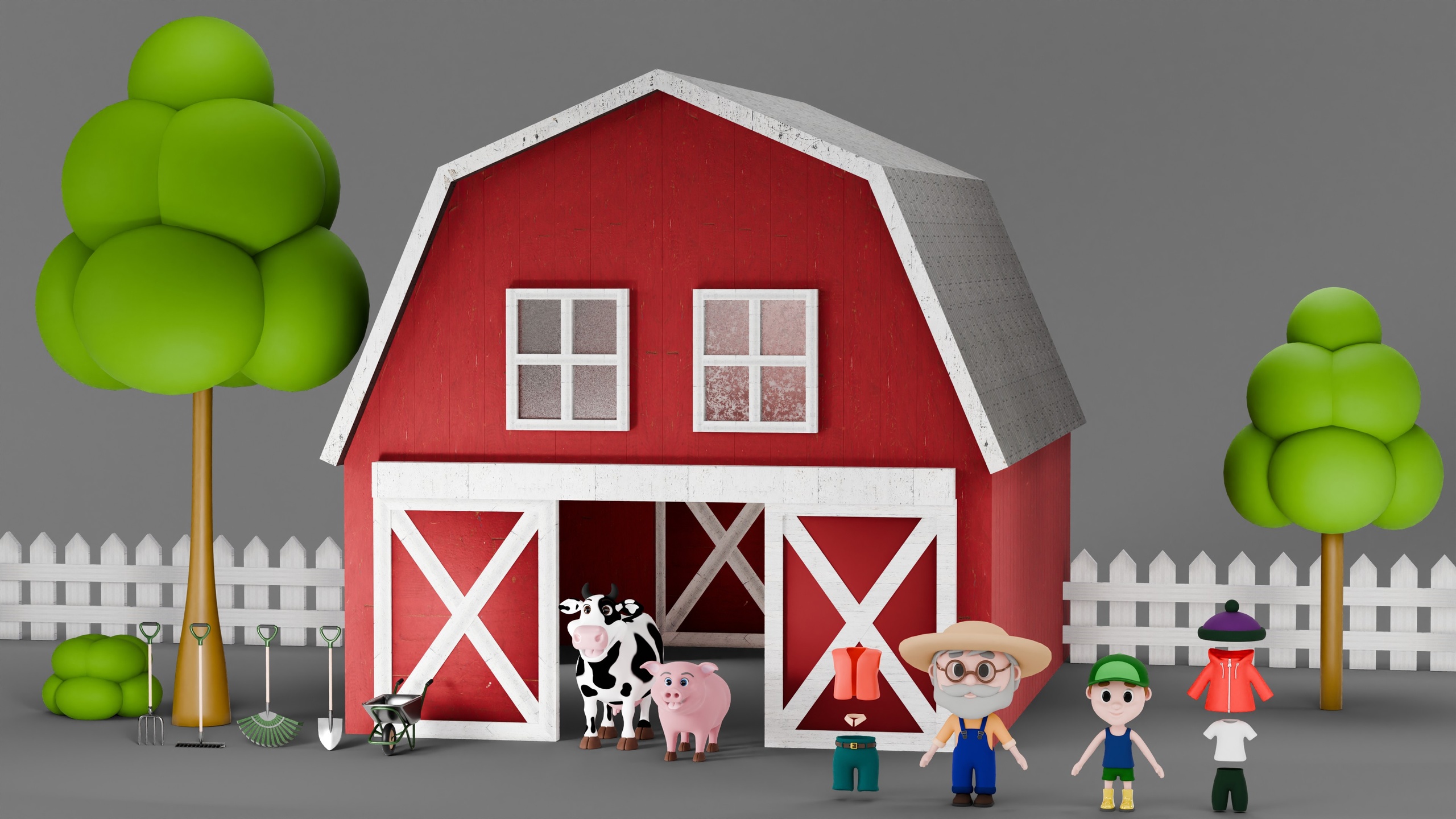 Media 1 for listing Stylized Farm with Characters and Animals