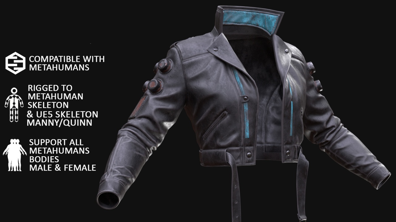 Media 1 for listing 3d Jacket Model For Metahuman - Rigged