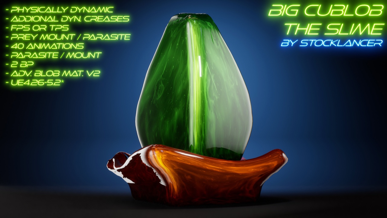 Media 1 for listing Big Cube Blob The Slime, physical and soft slime creature with blueprint & more