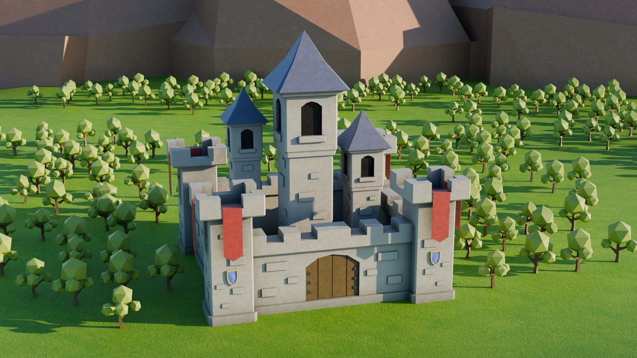 Media 1 for listing Medieval Castle and Tower - Low Poly Optimized Exterior Set