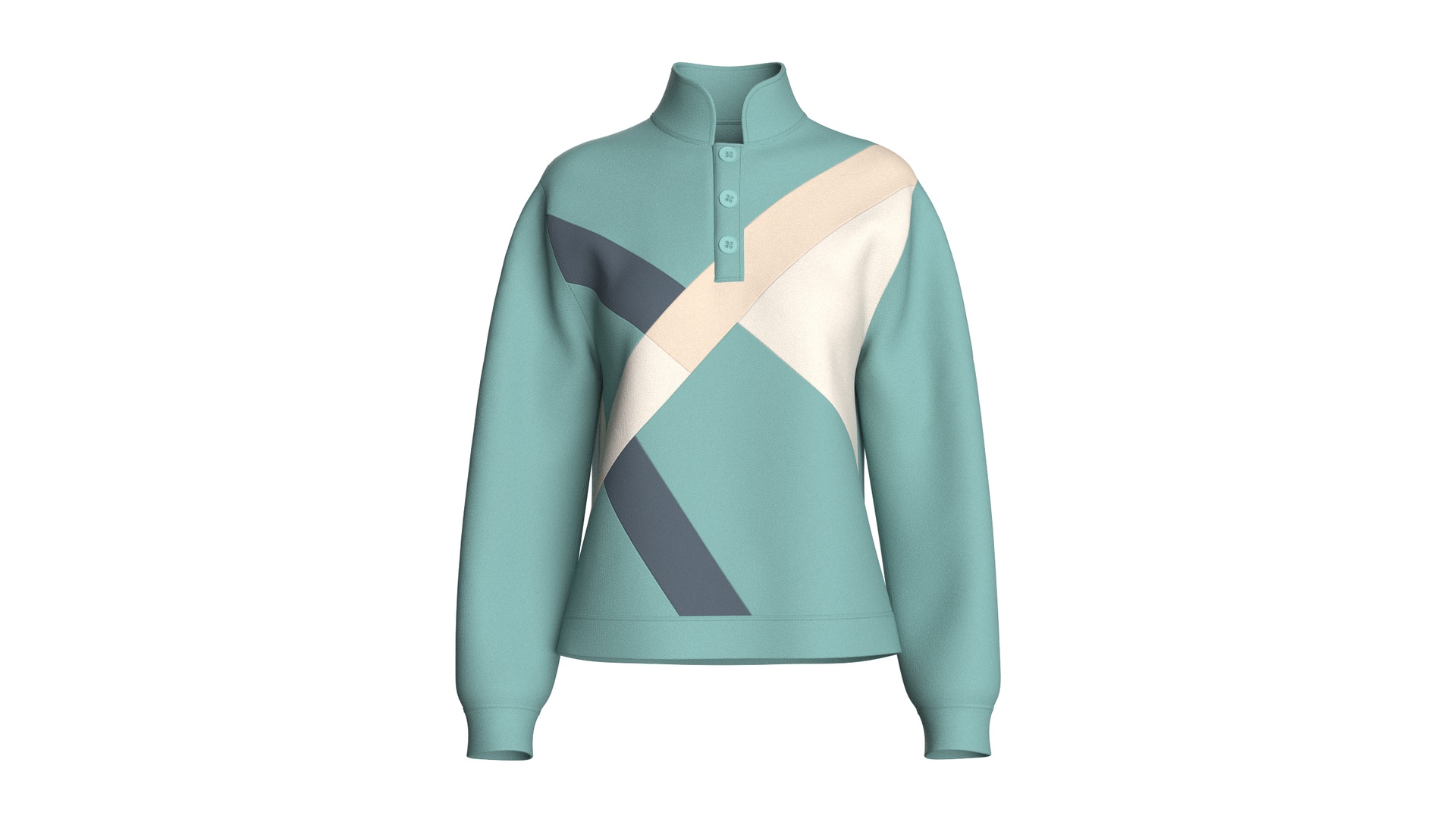 Media 1 for listing Girls Color - Block Button Placket Sweatshirt | High Poly