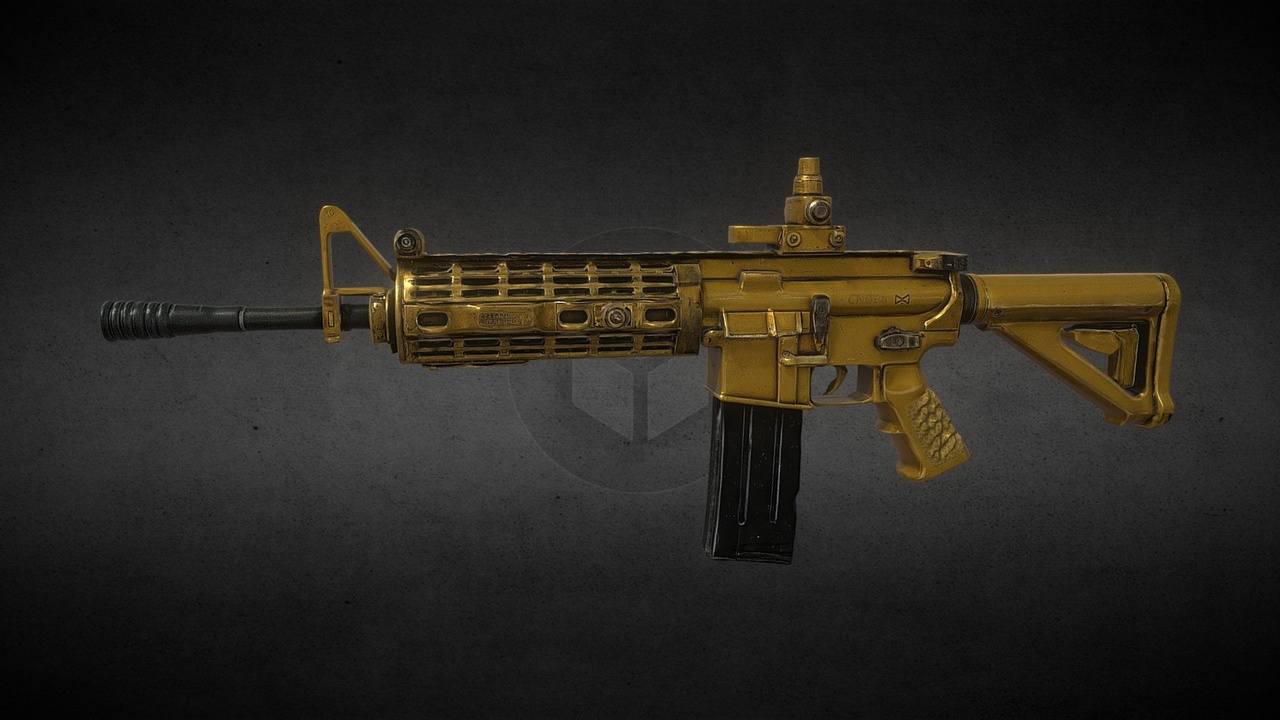 Media 1 for listing Golden+assault+rifle+3d+model