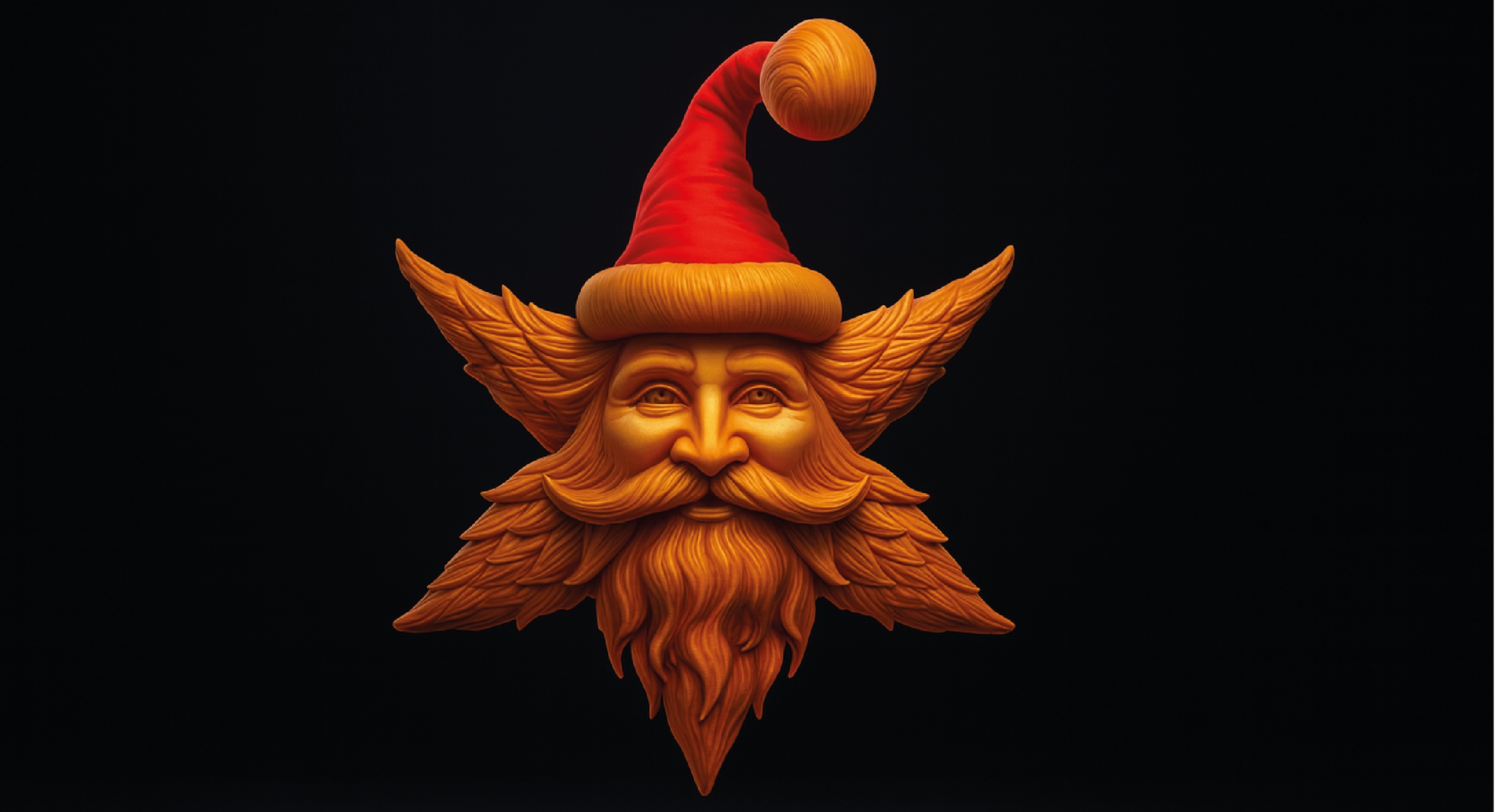 Media 1 for listing Whimsical Woodland Santa Emblem – 3D Sculpt for Art & Collectibles