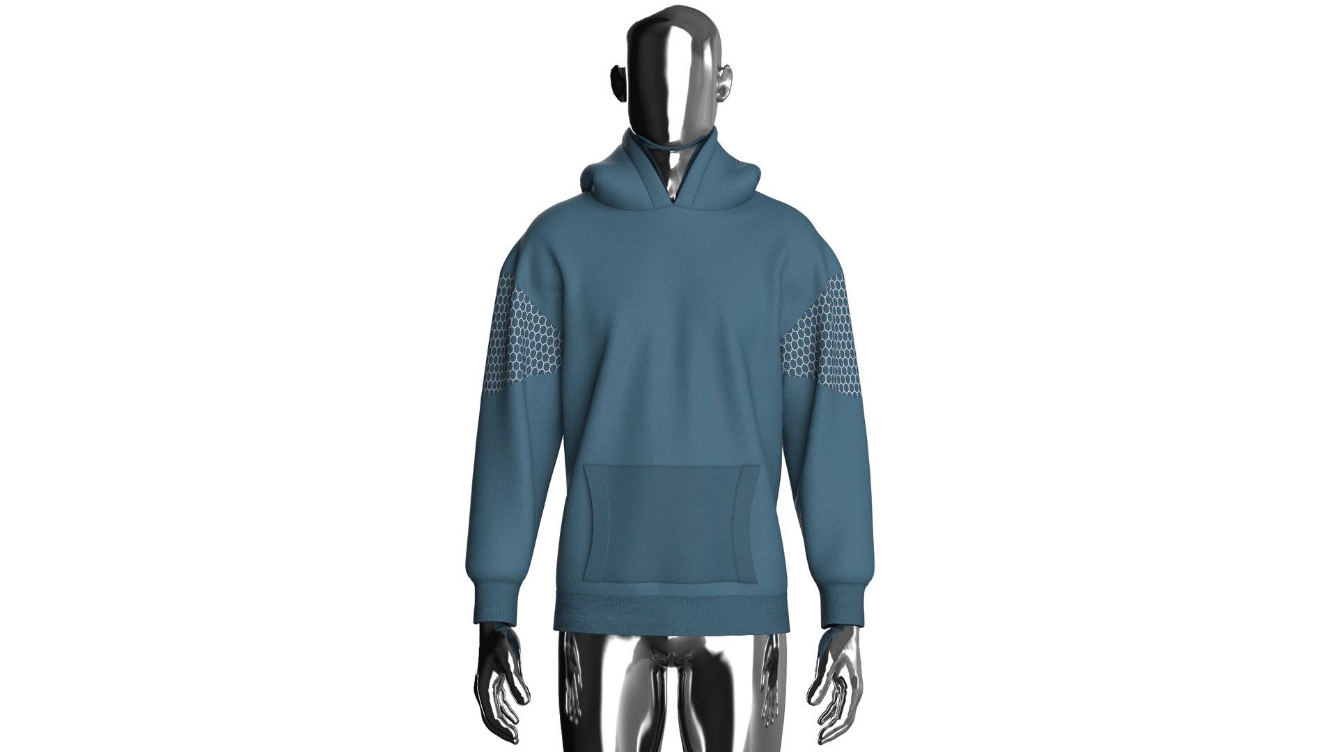 Media 1 for listing Men Drop - Shoulder Grid Detail Hoodie | High Poly