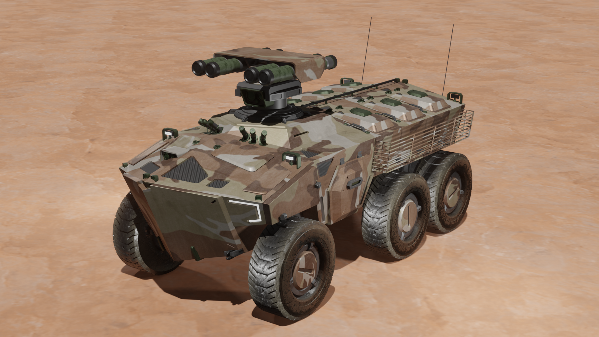 Scifi ATGM launch vehicle Desert Camouflage | Fab