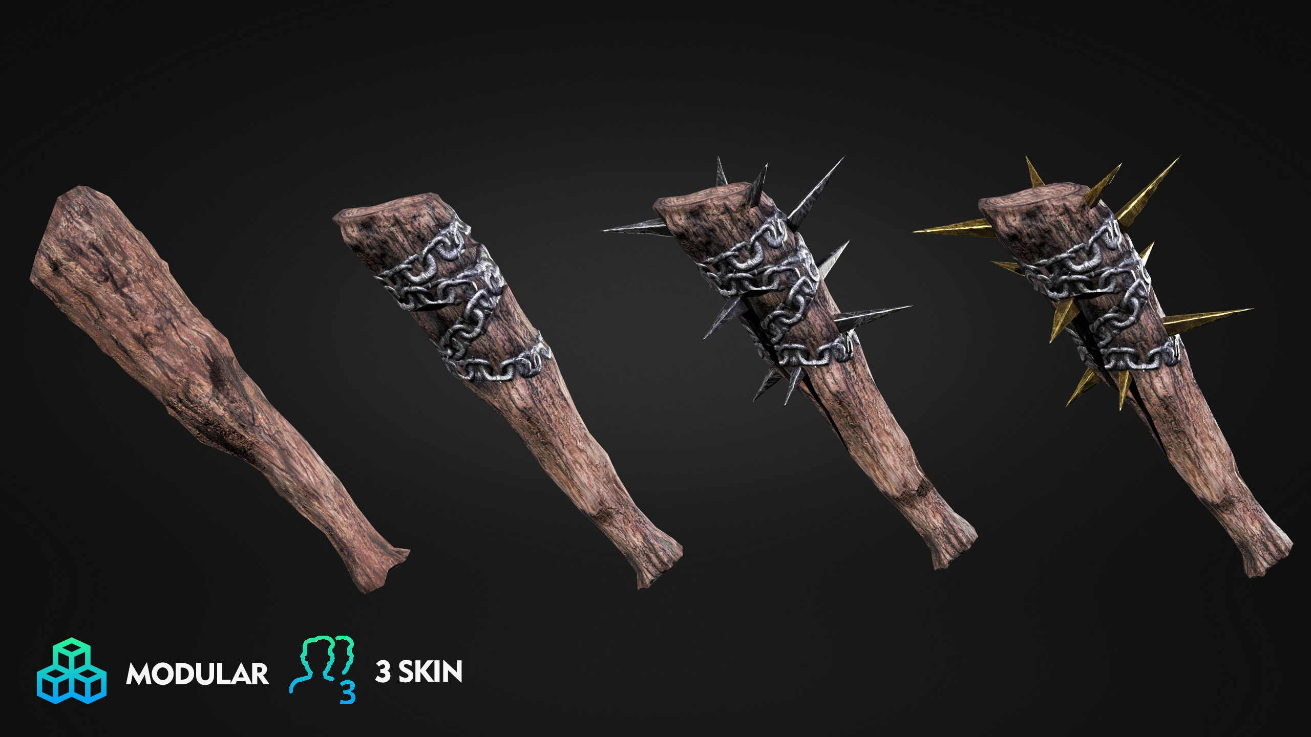 Low Poly Modular Weapon Cudgel | Fab