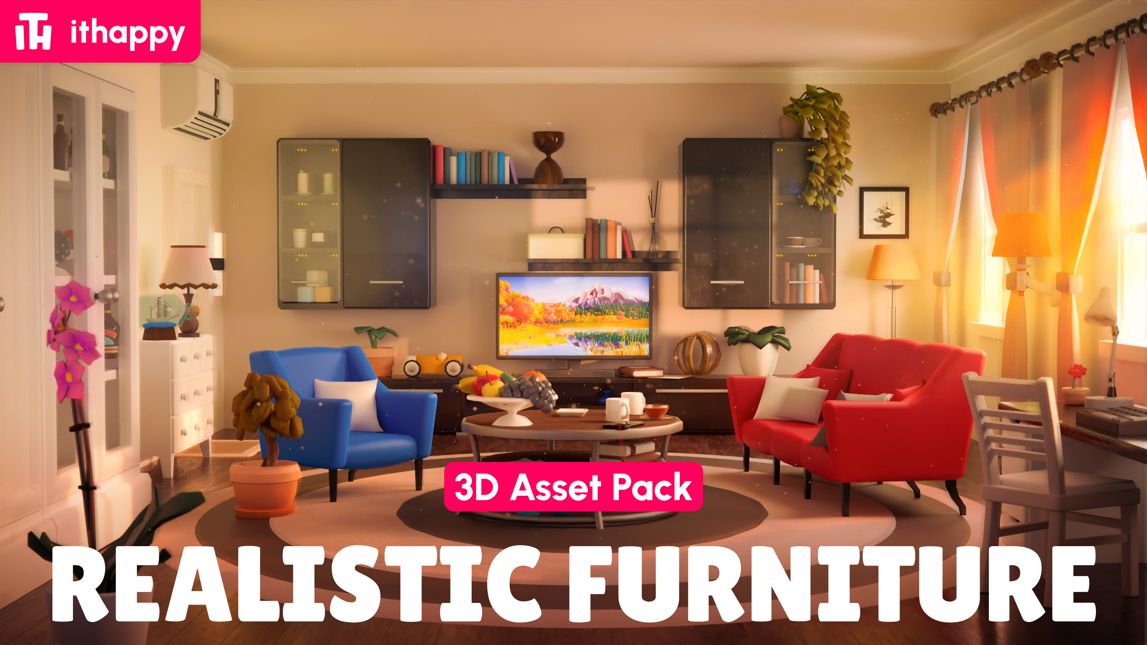 Realistic Furniture - Low Poly 3D Models Pack | Fab