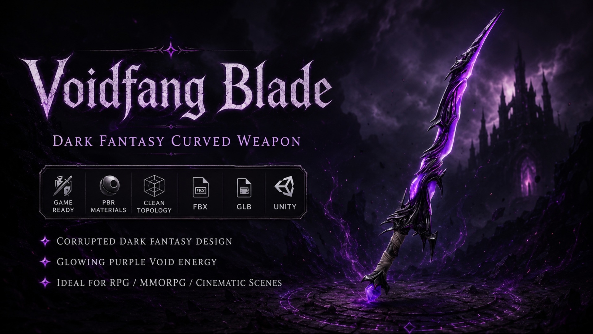 Media 1 for listing Voidfang Blade – Dark Fantasy Curved Weapon
