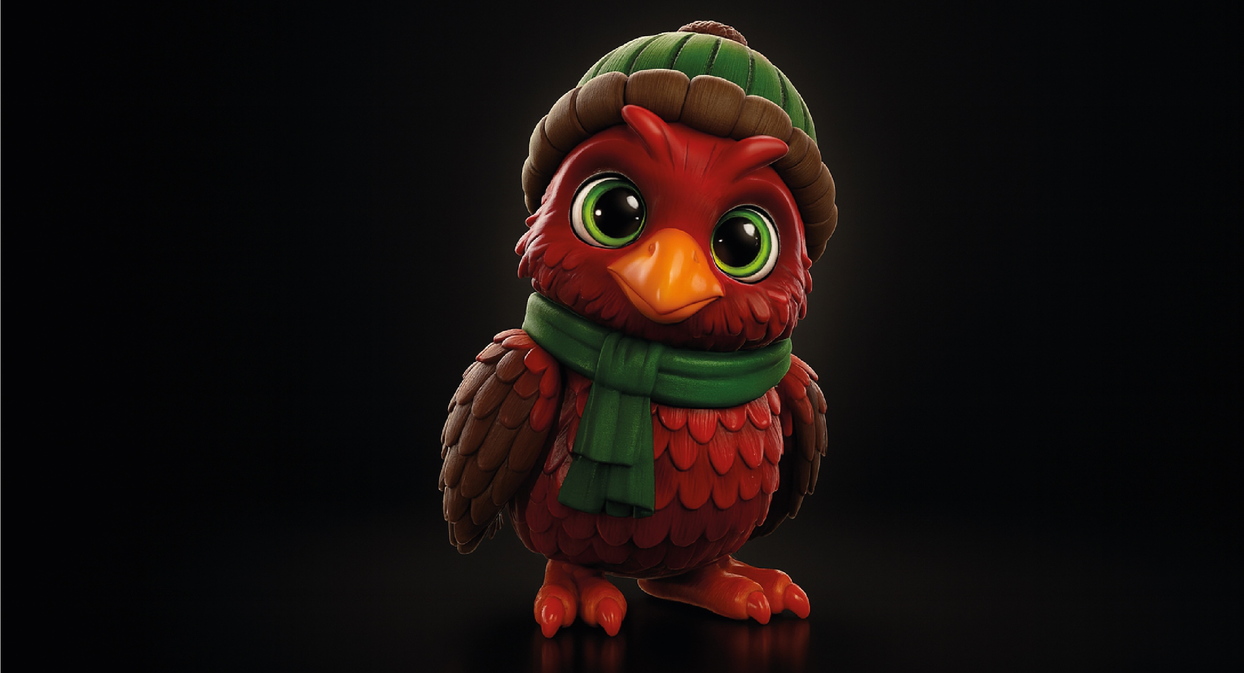 Media 1 for listing Winterwood Crimson Owl – Stylized 3D Character Model