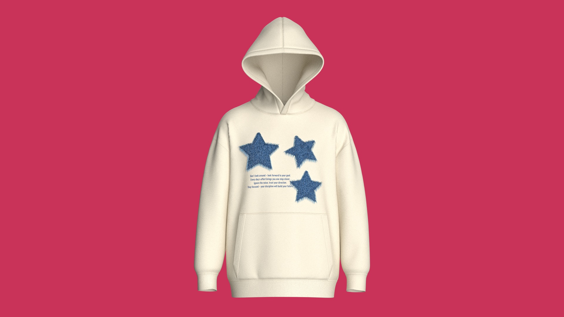 Media 1 for listing Men Denim Star Patch Pullover Hoodie | High Poly