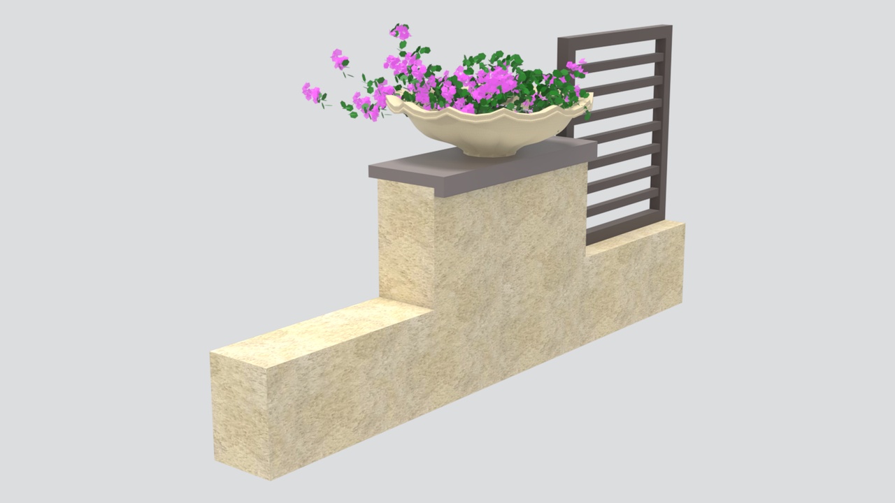 Media 1 for listing Chinese Style Outdoor Feature Wall with Decorative Screen 3D Model