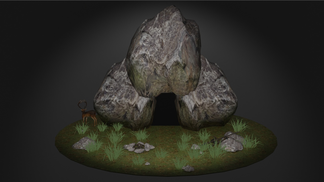 Media 1 for listing Animated Stone Age Scene 3D Model