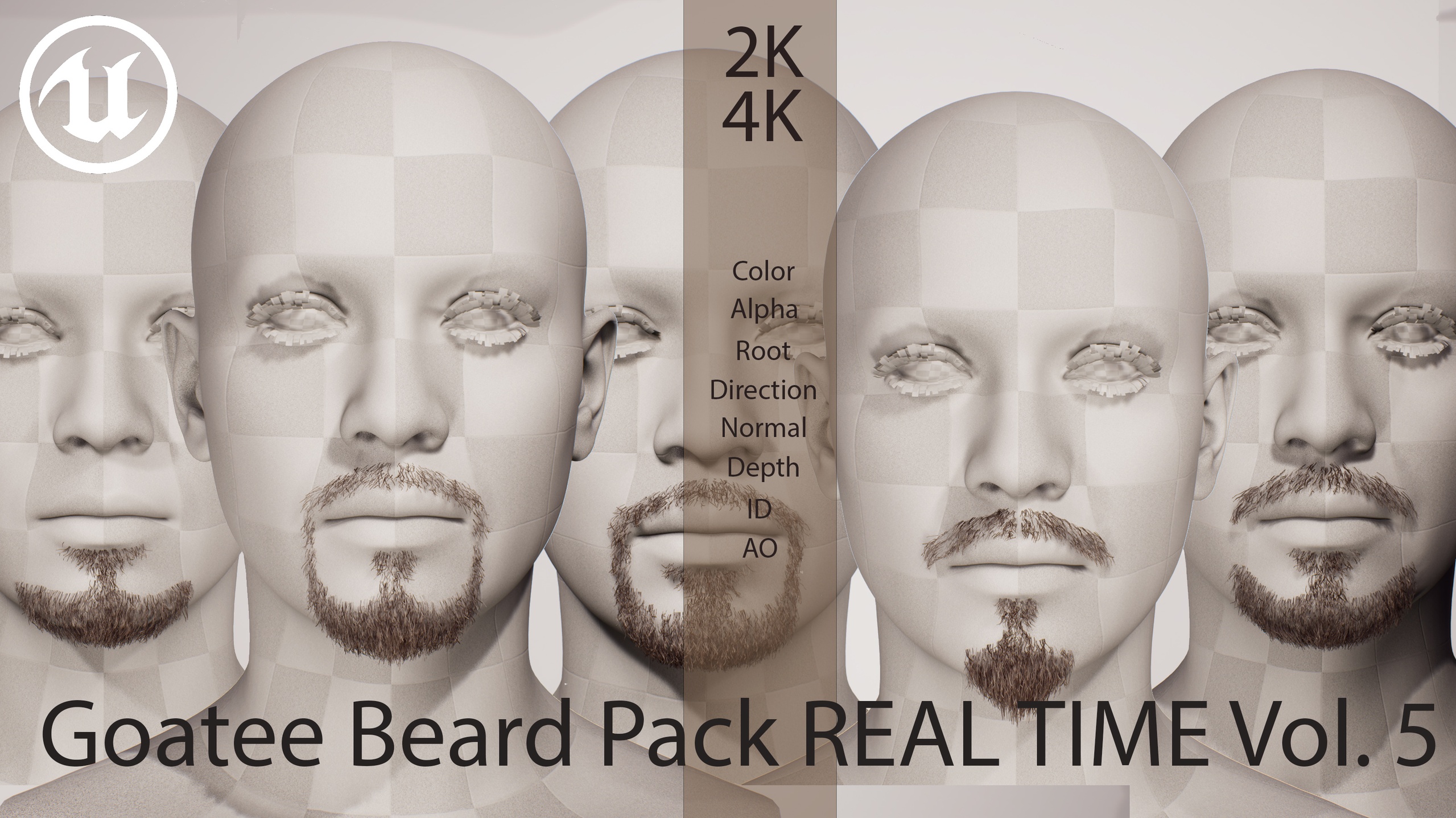 Media 1 for listing Goatee Beard Pack Vol. 1 – 5 Real-Time Facial Hair Styles