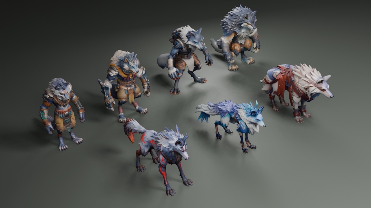 Media 1 for listing Stylized Wolves (LowPoly)🐺