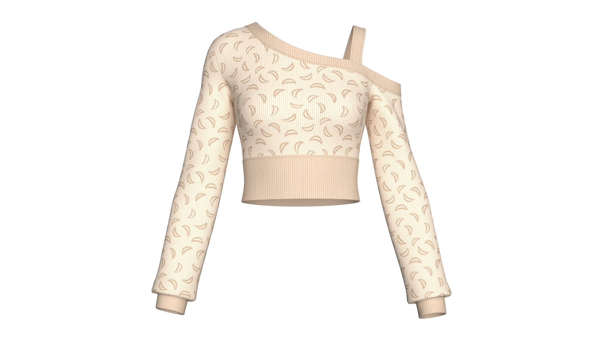 Media 1 for listing Girls Printed One - Shoulder Crop Sweater | High Poly