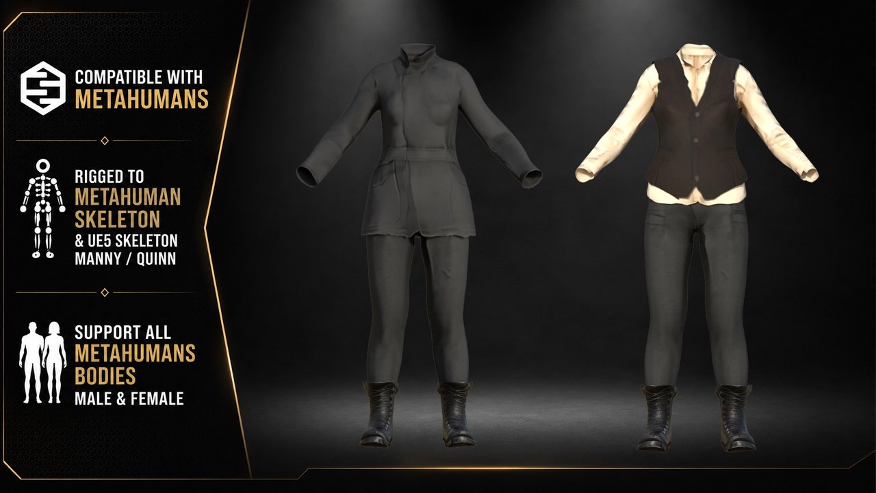 Media 1 for listing Explorer Outfit MetaHuman Clothing Set for Game Ready (UE5 & Unity)